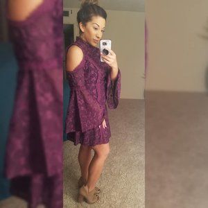 Purple cold Shoulder Dress